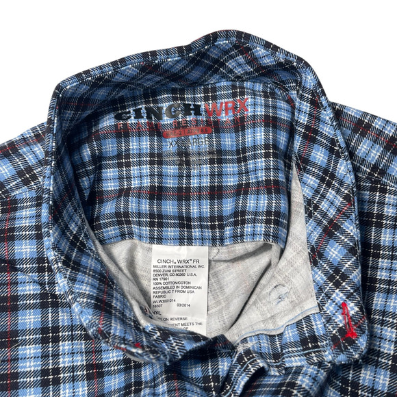 Cinch WRX Flame Resistant FR Plaid Button Down Shirt XXL 2112 Welder Snaps NWOT - Picture 6 of 7